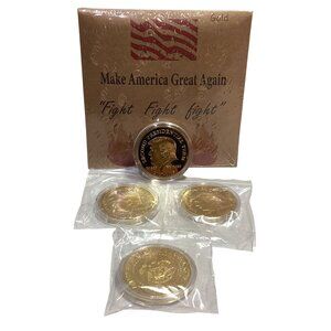 4 pcs  Gold Trump Presidential Error Coins Gold Alloy in Protective Case Sealed